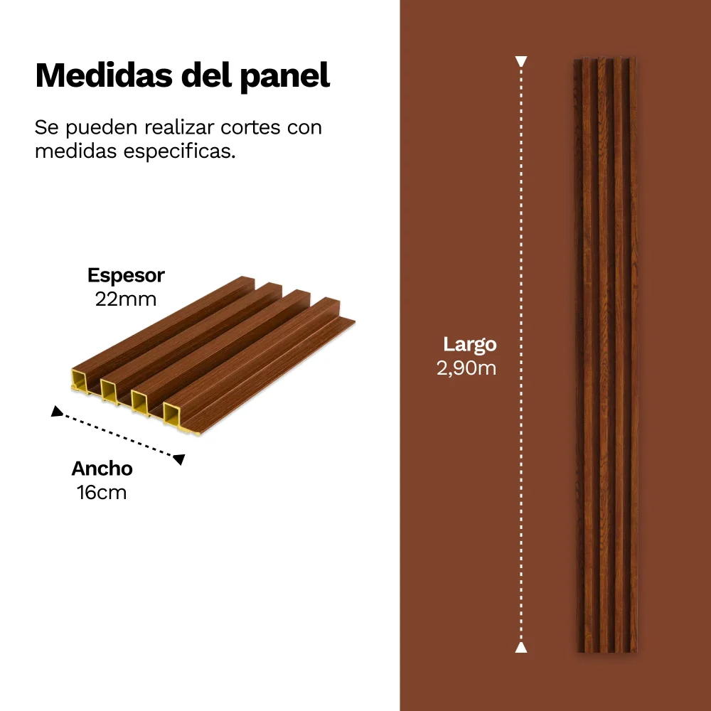 Panel Decorativo para Interiores y Exteriores Lambrin WPC Cedro - Imagen 4