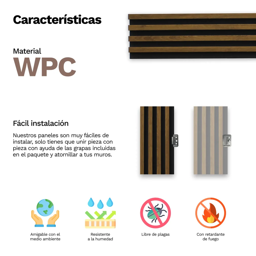 Panel Decorativo para Interiores y Exteriores Lambrin WPC Cedro con Negro - Imagen 6