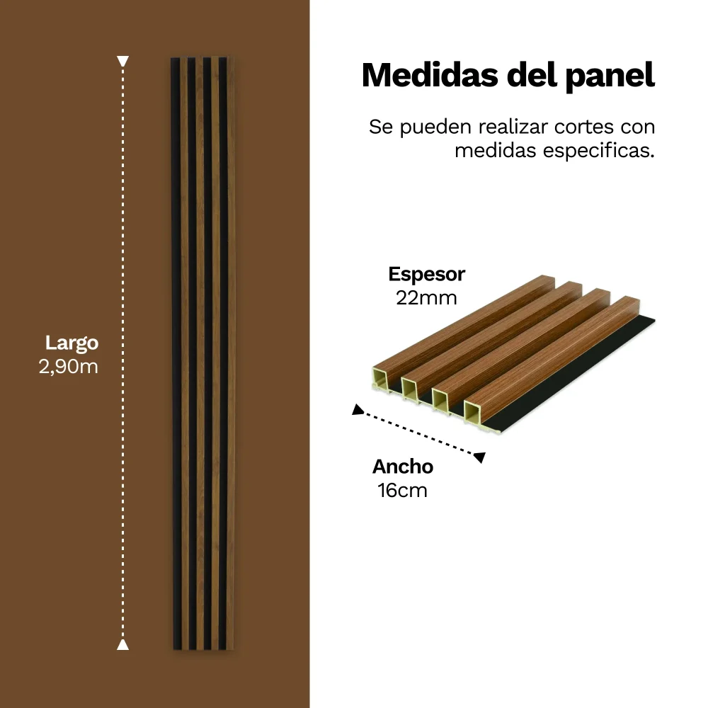 Panel Decorativo para Interiores y Exteriores Lambrin WPC Cedro con Negro - Imagen 4