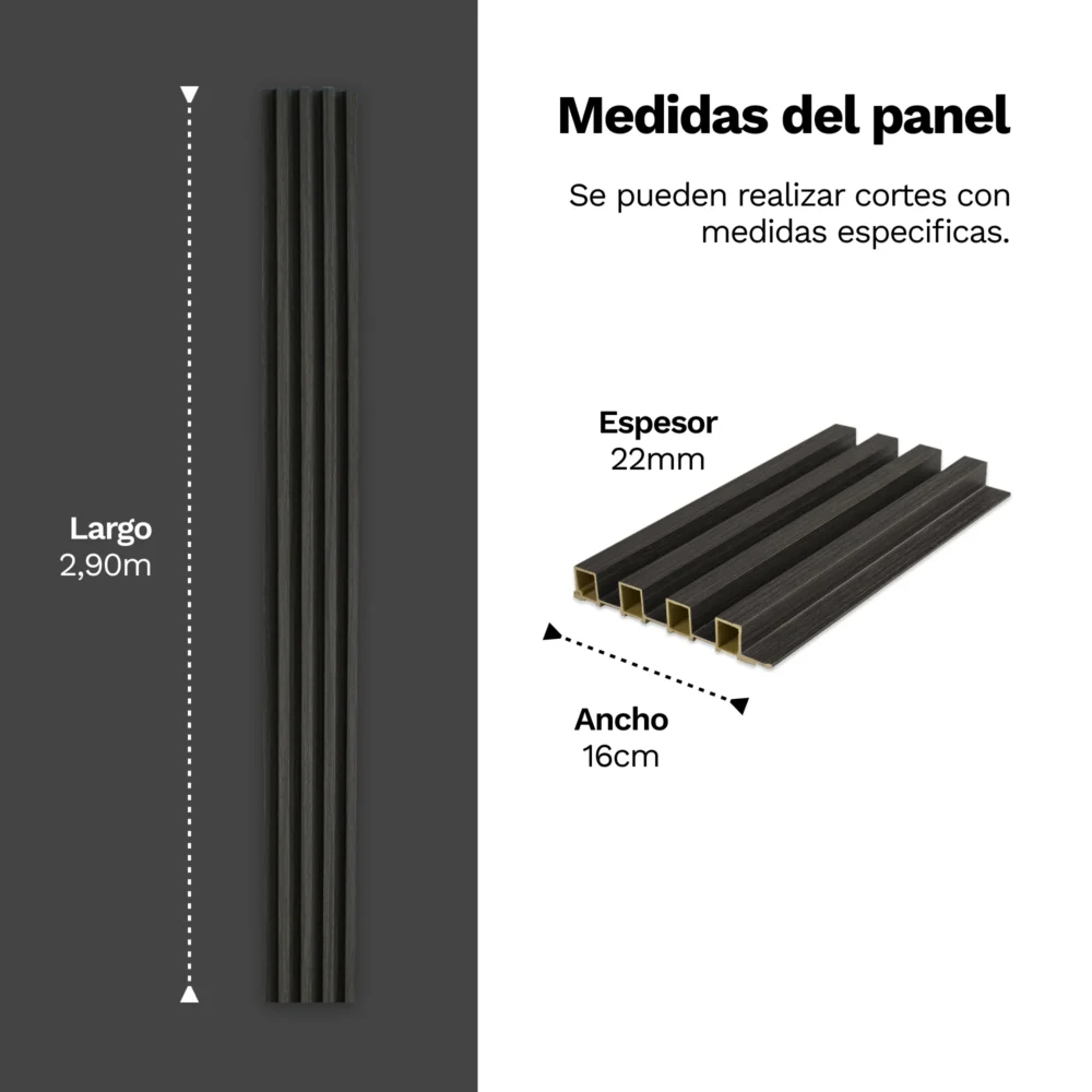 Panel Decorativo para Interiores Lambrin WPC Color Gris - Larca Dekor