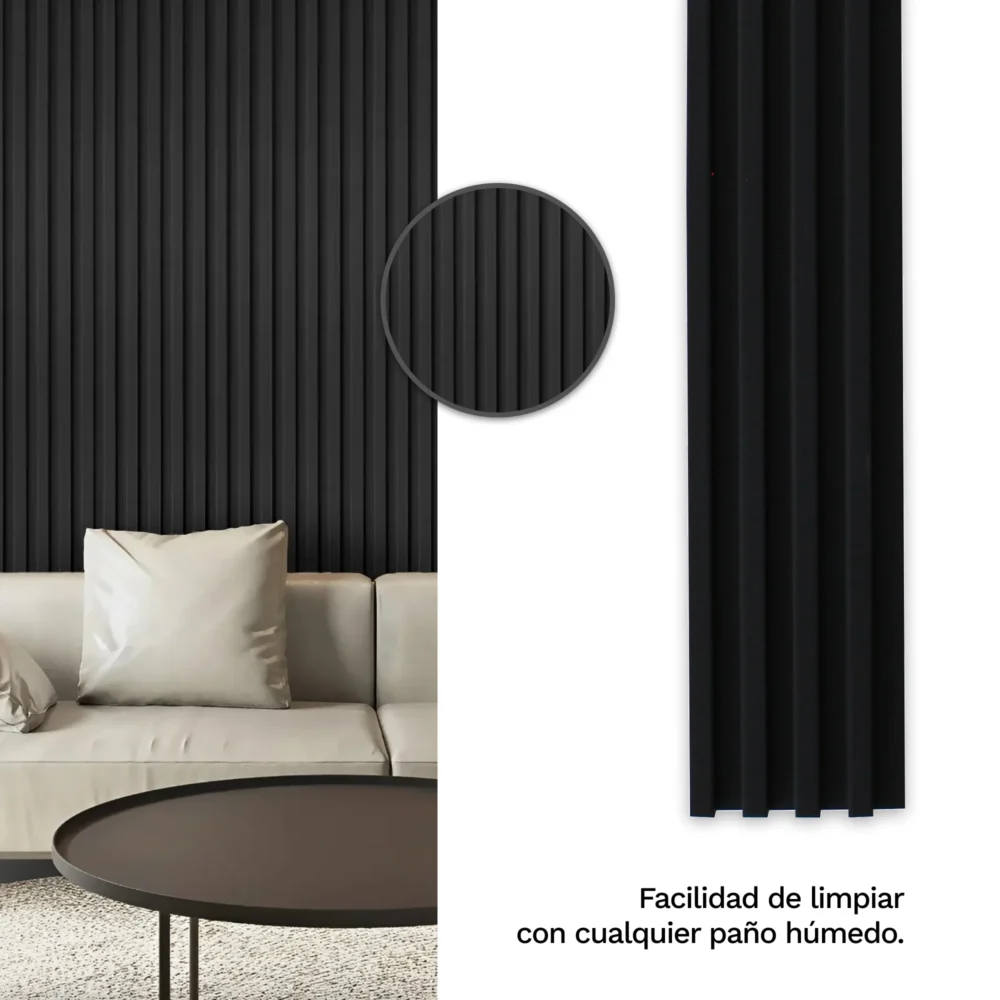 Panel Decorativo para Interiores Lambrin WPC Color Negro - Larca Dekor