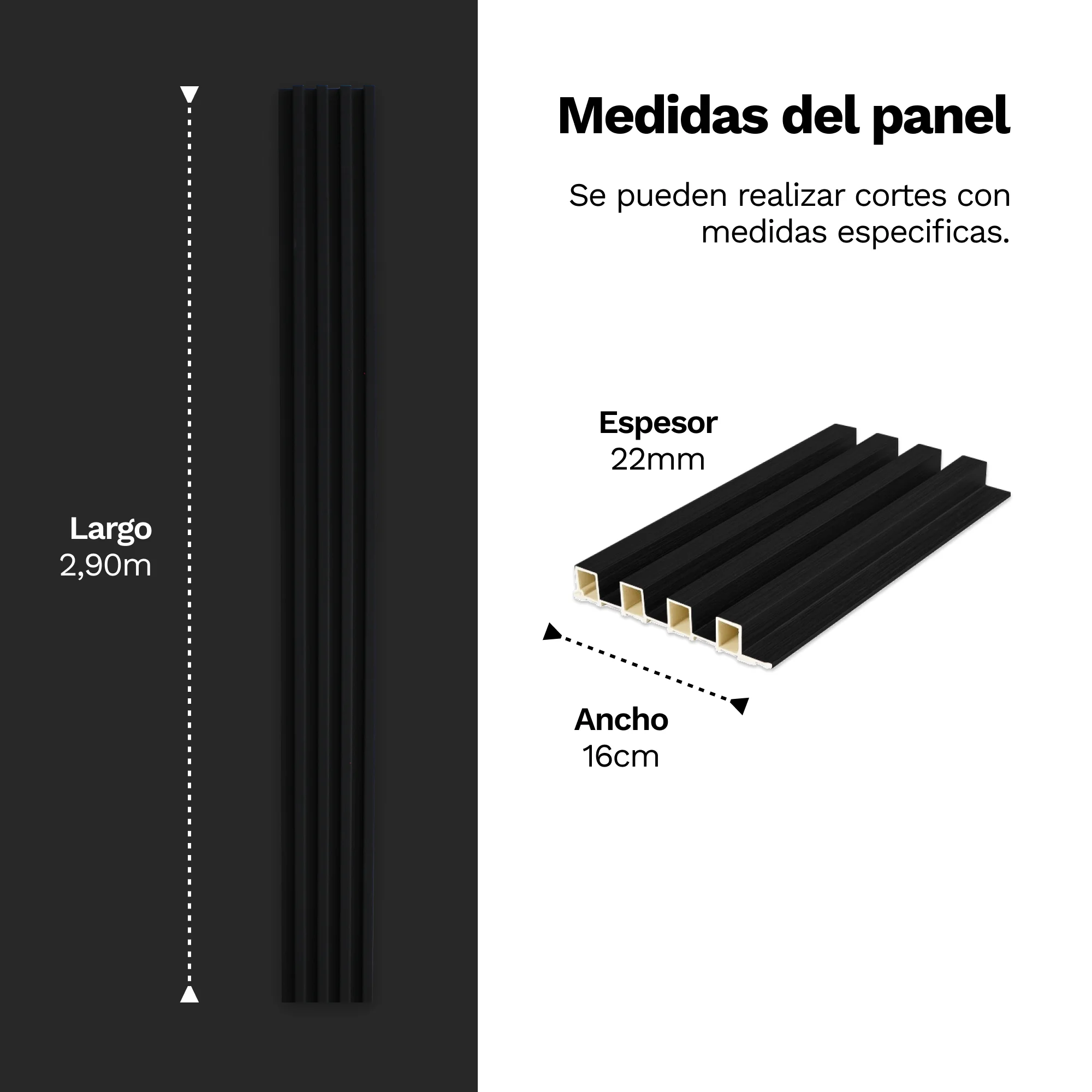 Panel Decorativo para Interiores Lambrin WPC Color Negro - Imagen 4