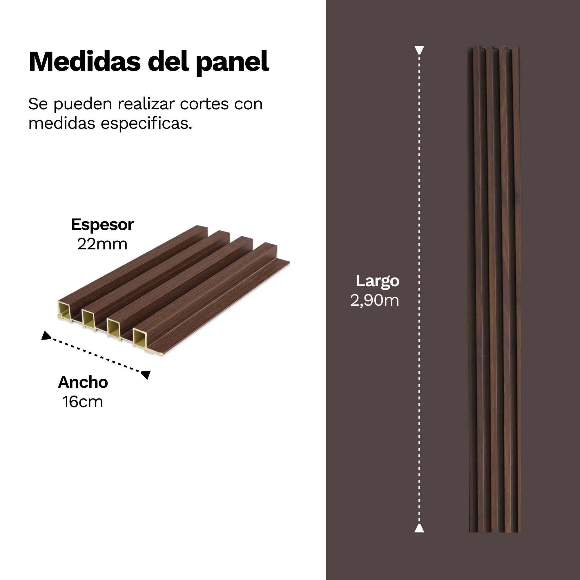 Panel Decorativo para Interiores Lambrin WPC Nogal - Imagen 4
