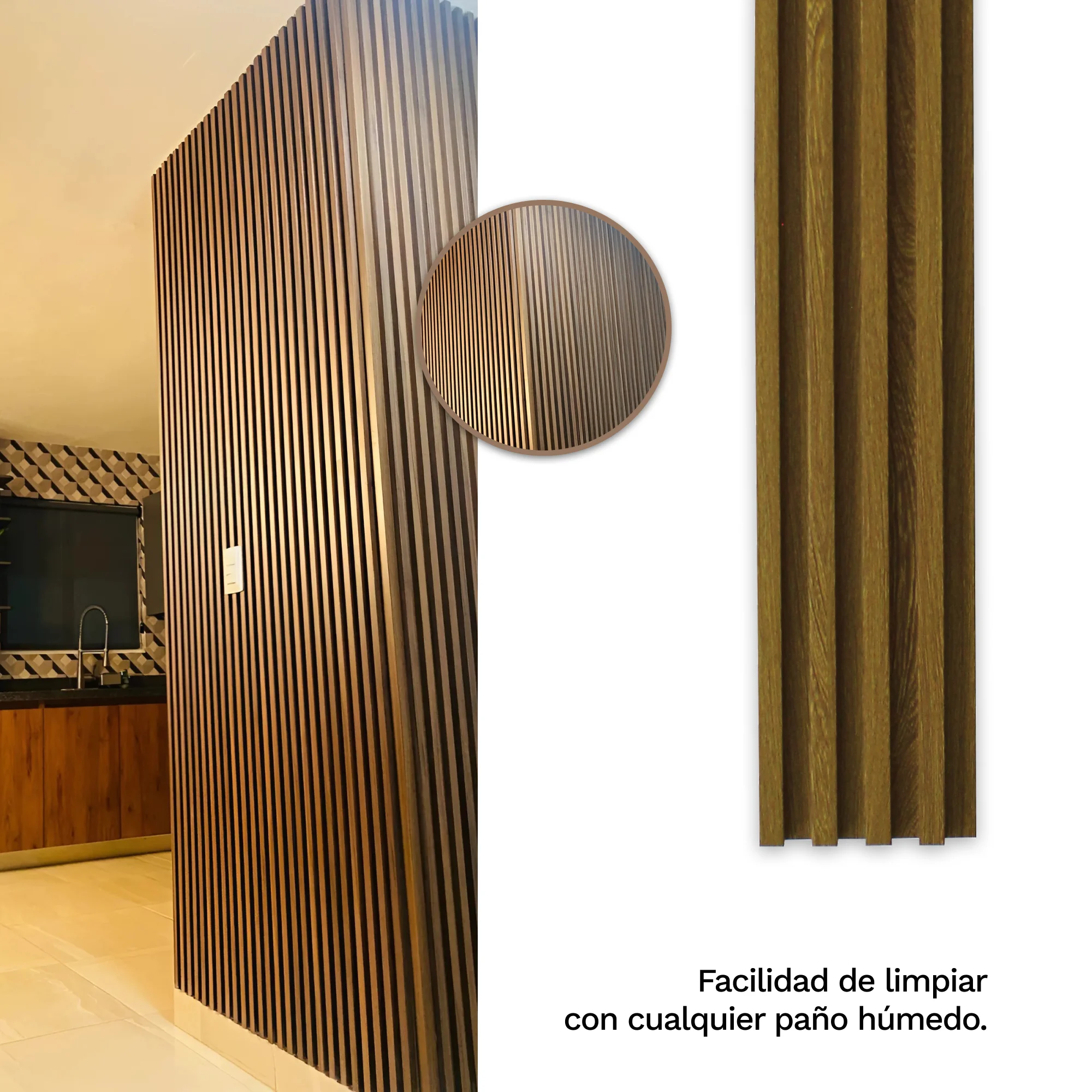 Panel Decorativo para Interiores Lambrin WPC Parota - Imagen 5