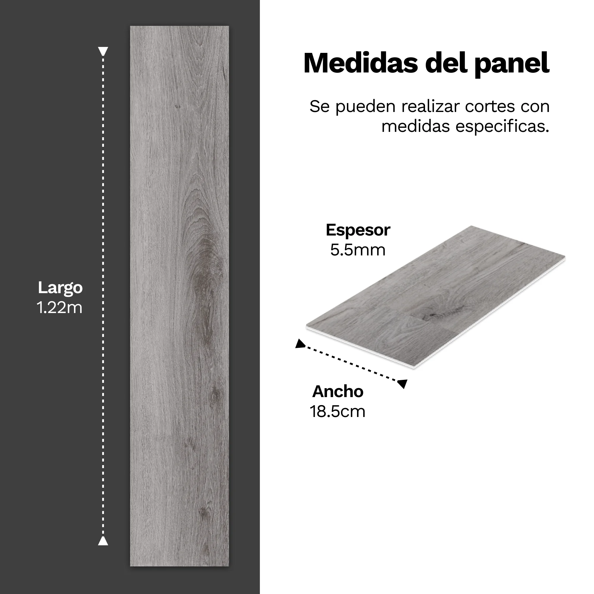 Piso Vinilico SPC Tipo Madera Color Gris - Imagen 4