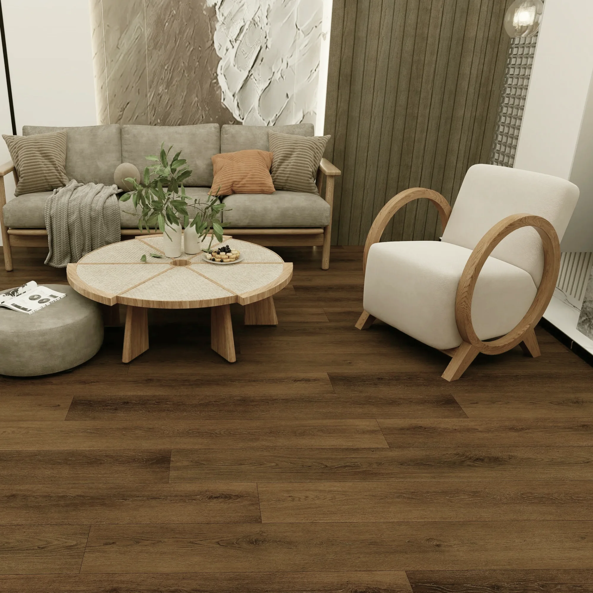 Piso Vinilico SPC Tipo Madera Color Ebano Claro - Imagen 3