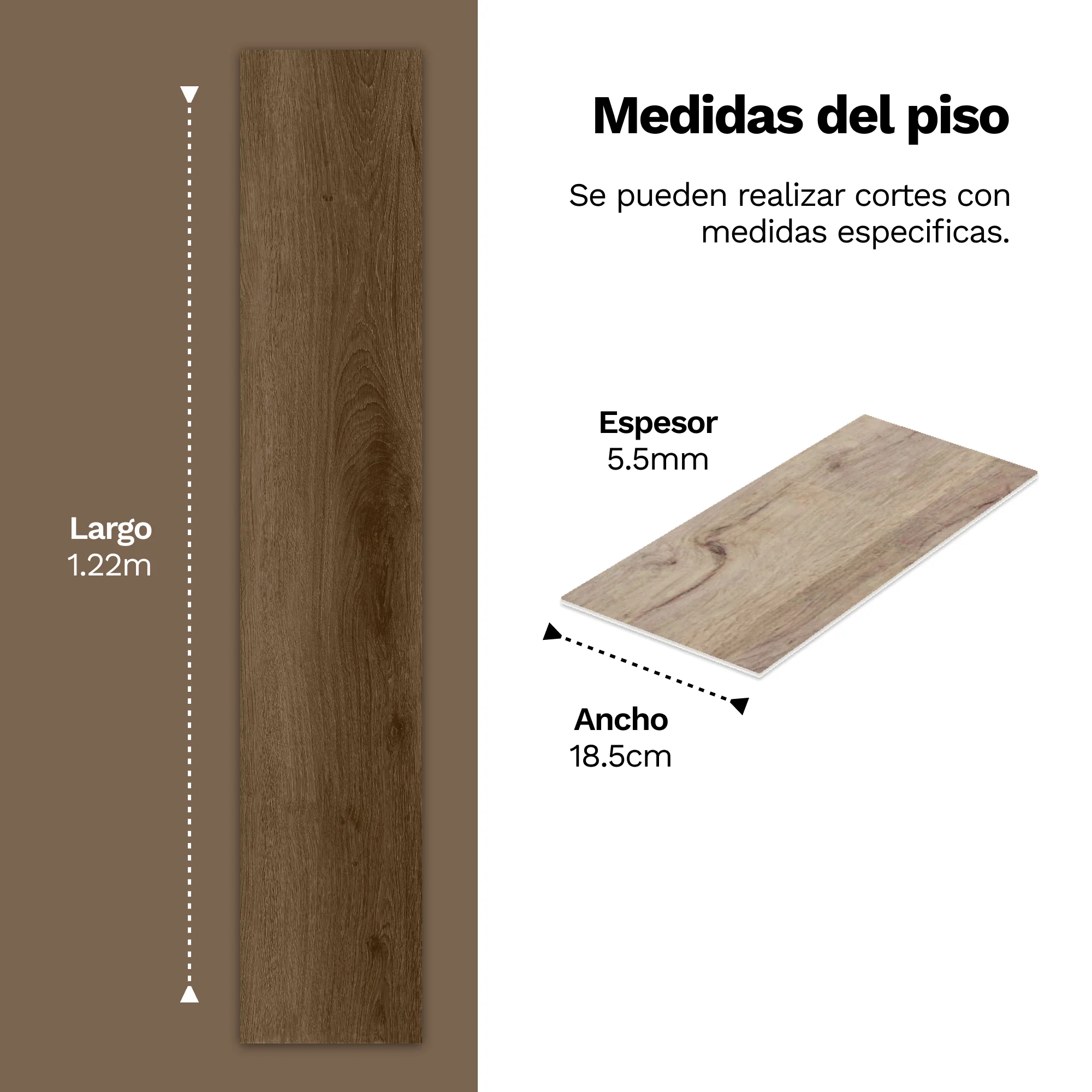 Piso Vinilico SPC Tipo Madera Color Ebano Claro - Imagen 4