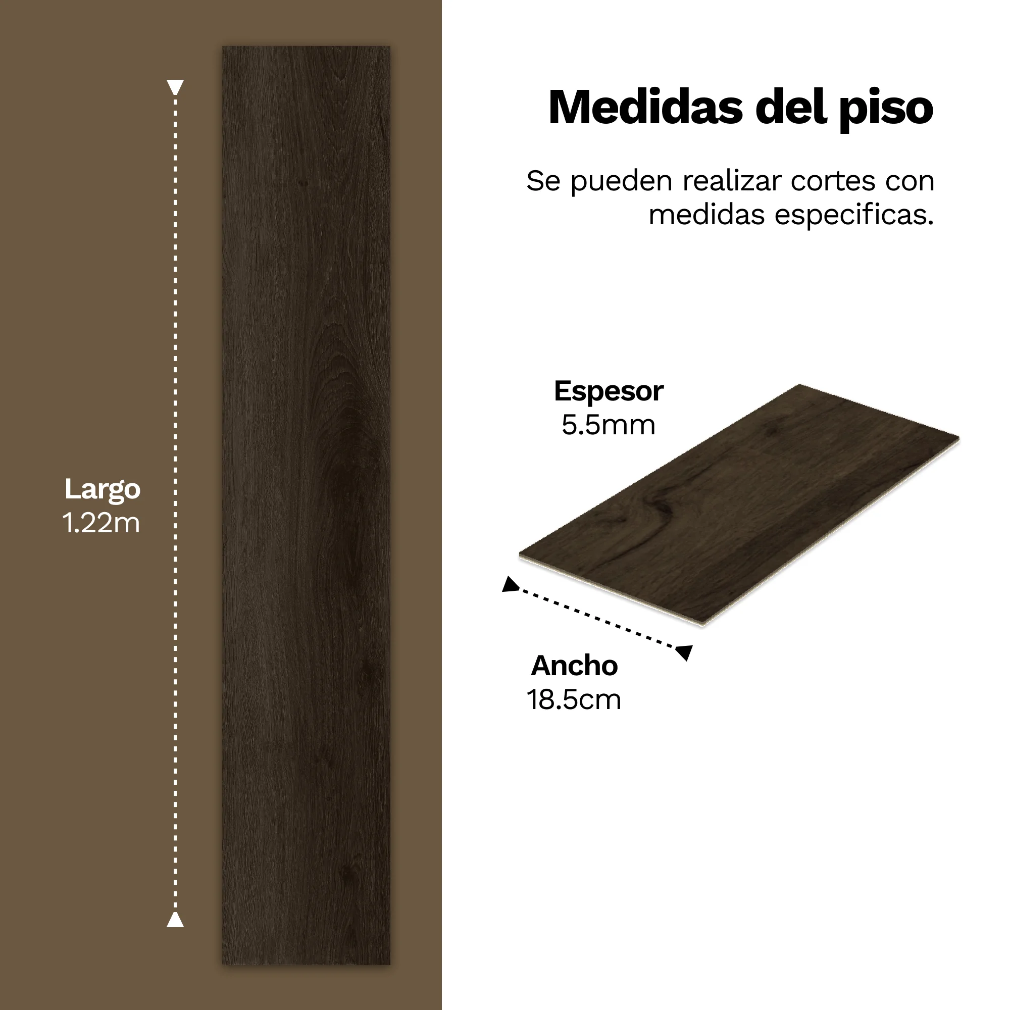 Piso Vinilico SPC Tipo Madera Color Espresso - Imagen 4