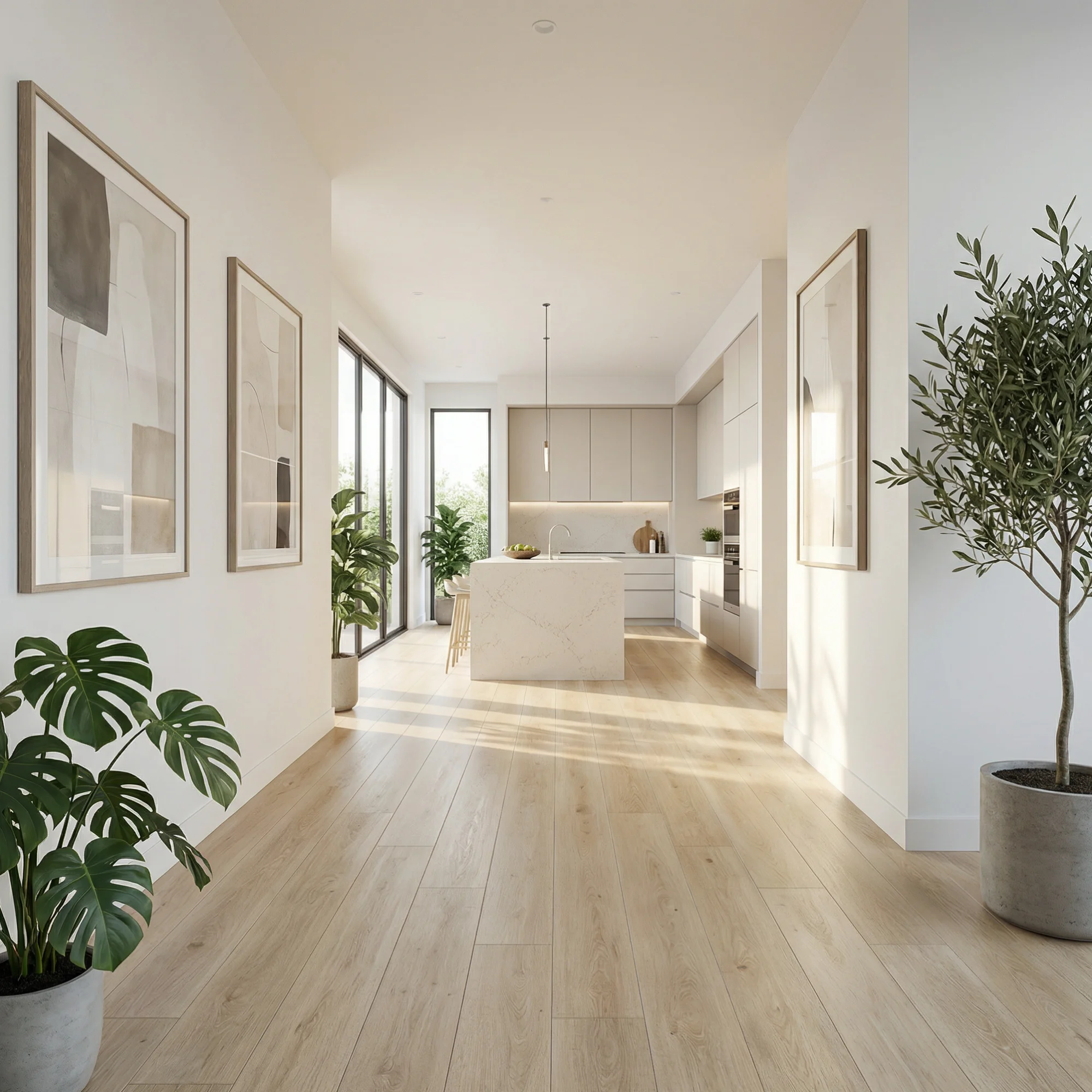 Piso Vinilico SPC Tipo Madera Color Marfil - Imagen 3