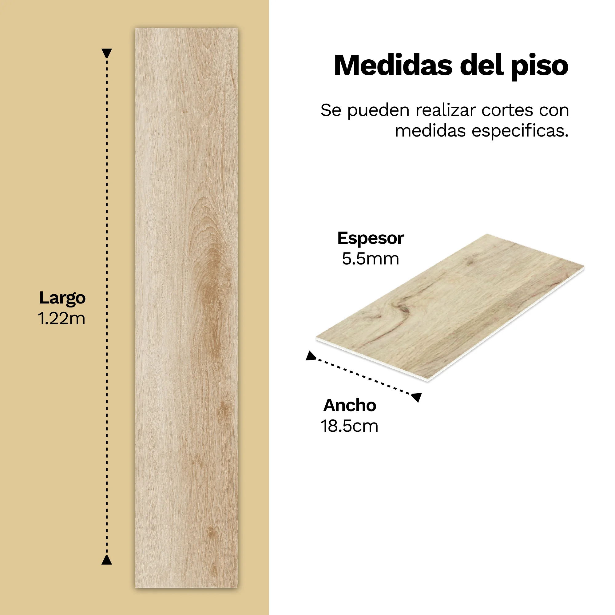 Piso Vinilico SPC Tipo Madera Color Marfil - Imagen 4